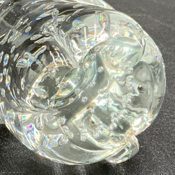 Snoopy Dog Paperweight Clear Art Glass with Controlled Bubbles 4" Long - Picture 6 of 6